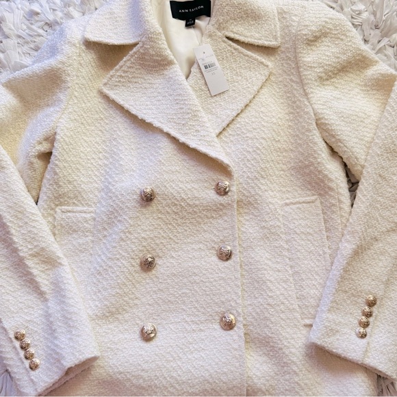 NWT Ann Taylor Tweed Double Breasted Peacoat Blazer XS - Picture 7 of 9